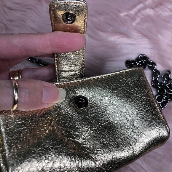 Henri Bindel Gold Leather Mini Crossbody - Picture 13 of 13